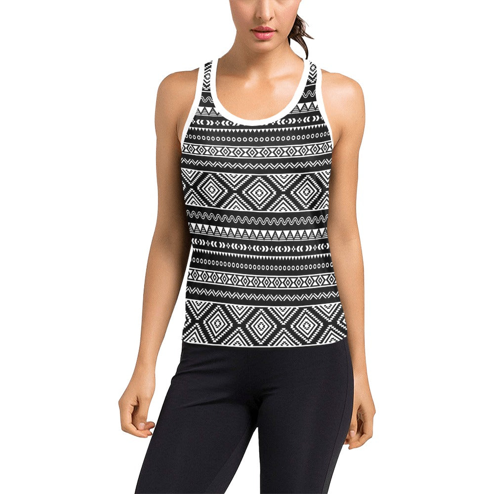 Tribal Pattern Print Design LKS301 Women's Racerback Tank Top