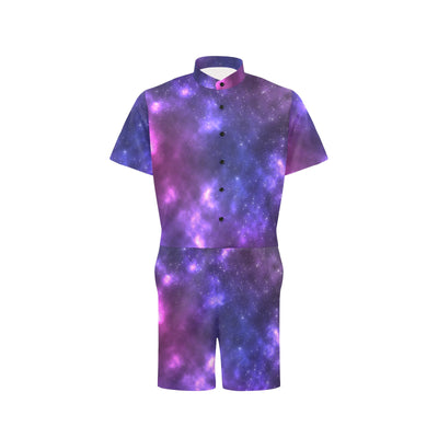 Celestial Purple Blue Galaxy Men's Romper