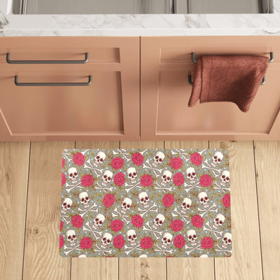 Skull Bone Rose Print Design LKS303 Kitchen Mat