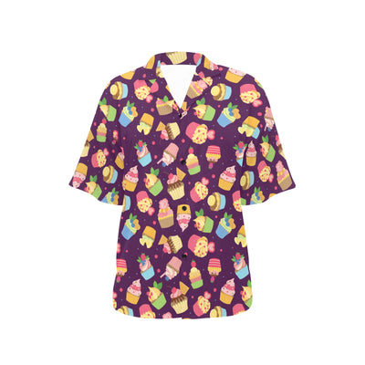 Cupcake Pattern Print Design 05 Women's Hawaiian Shirt