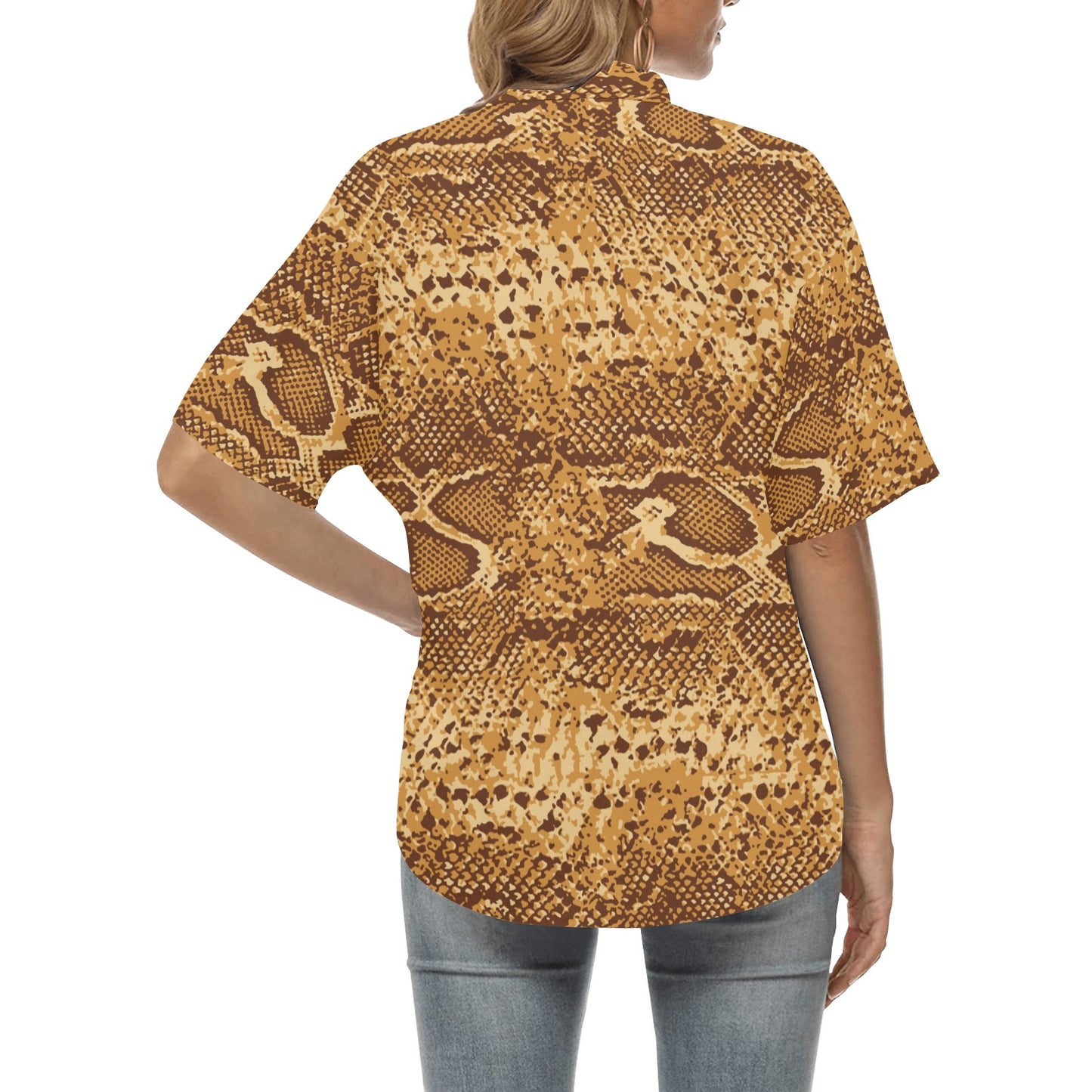 Python Brown Pattern Print Design A03 Women's Hawaiian Shirt