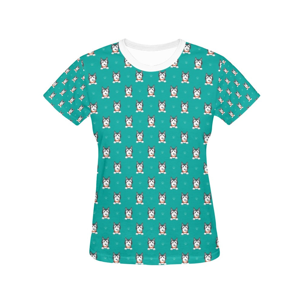 Siberian Huskies Print Design LKS304 Women's  T-shirt