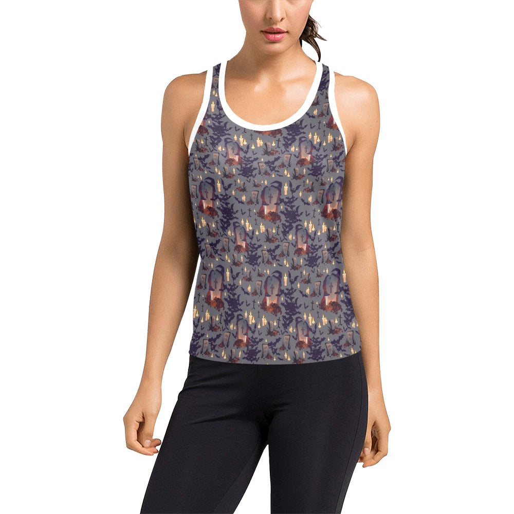Creepy Graveyard Print Design LKS301 Women's Racerback Tank Top