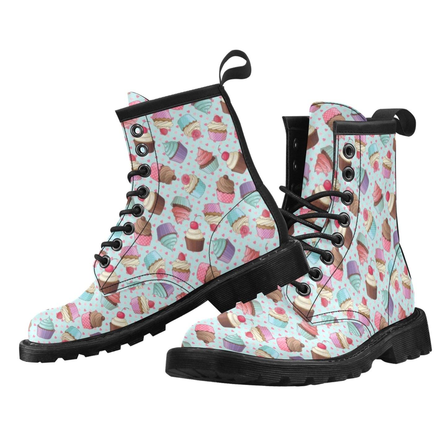Cupcakes Fancy Heart Print Pattern Women's Boots