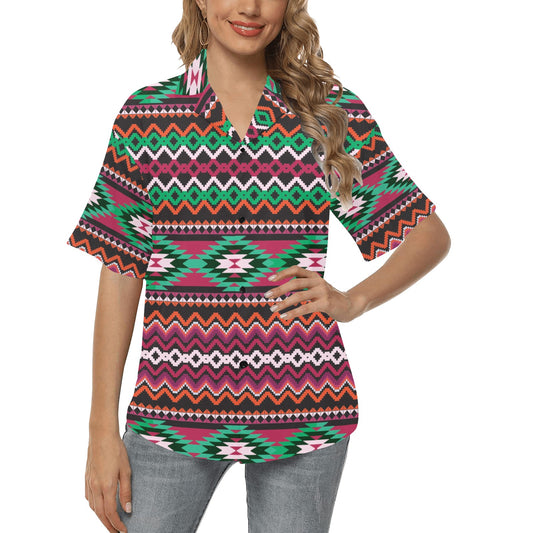 Mexican Pattern Print Design 01 Women's Hawaiian Shirt