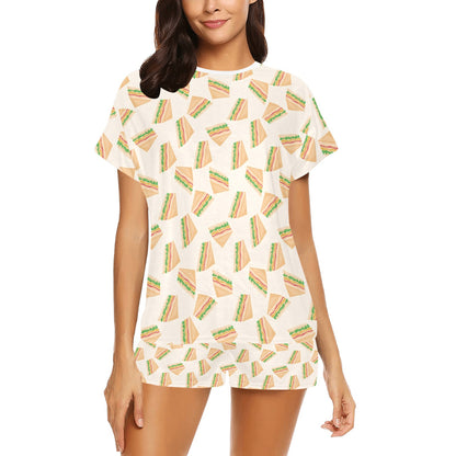 Sandwich Print Design LKS301 Women's Short Pajama Set