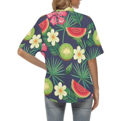 Tropical Fruits Pattern Print Design TF05 Women's Hawaiian Shirt