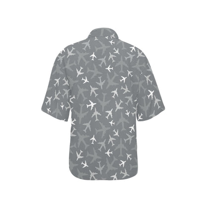 Airplane Pattern Print Design 02 Women's Hawaiian Shirt