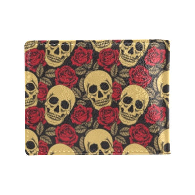 Skull And Roses Print Design LKS302 Men's ID Card Wallet