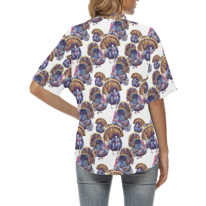 Turkey Pattern Print Design 01 Women's Hawaiian Shirt