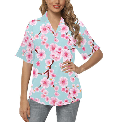 Cherry Blossom Pattern Print Design CB04 Women's Hawaiian Shirt
