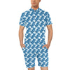 Hibiscus Blue Flower Hawaiian Print Men's Romper