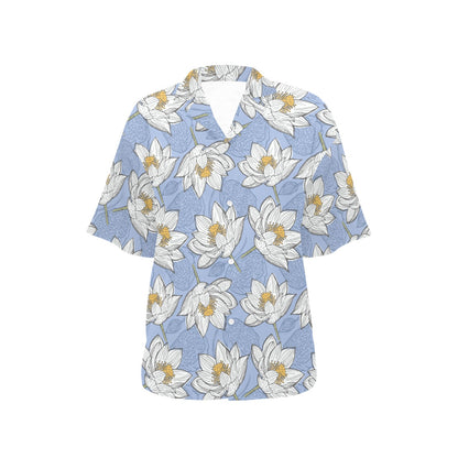 Lotus Pattern Print Design 04 Women's Hawaiian Shirt