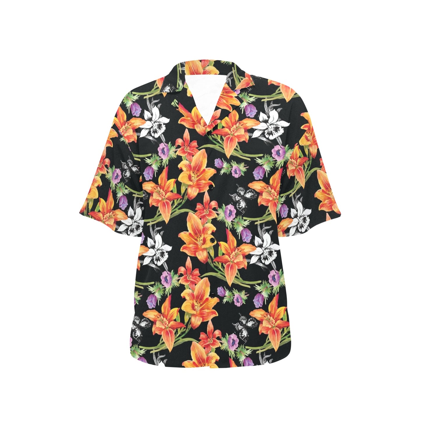 Tropical Flower Pattern Print Design TF02 Women's Hawaiian Shirt