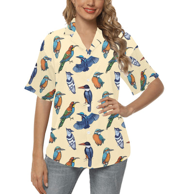 Kingfisher Bird Pattern Print Design 04 Women's Hawaiian Shirt