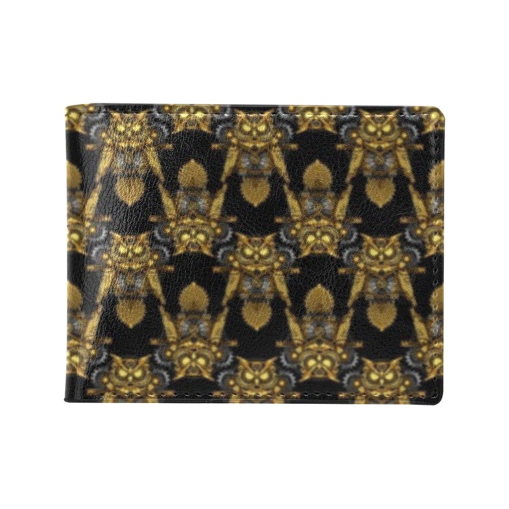 Steampunk Gold Owl Design Themed Print Men's ID Card Wallet