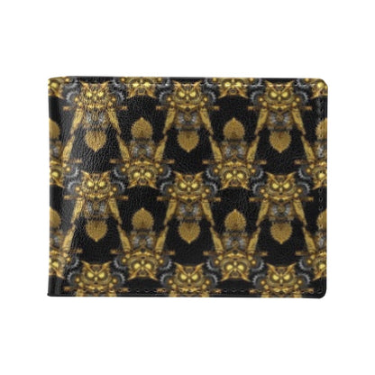 Steampunk Gold Owl Design Themed Print Men's ID Card Wallet