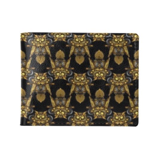 Steampunk Gold Owl Design Themed Print Men's ID Card Wallet