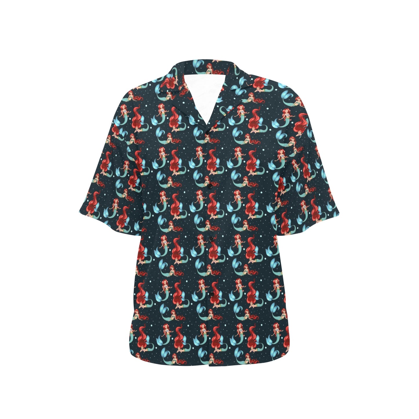 Mermaid Girl Themed Design Print Women's Hawaiian Shirt