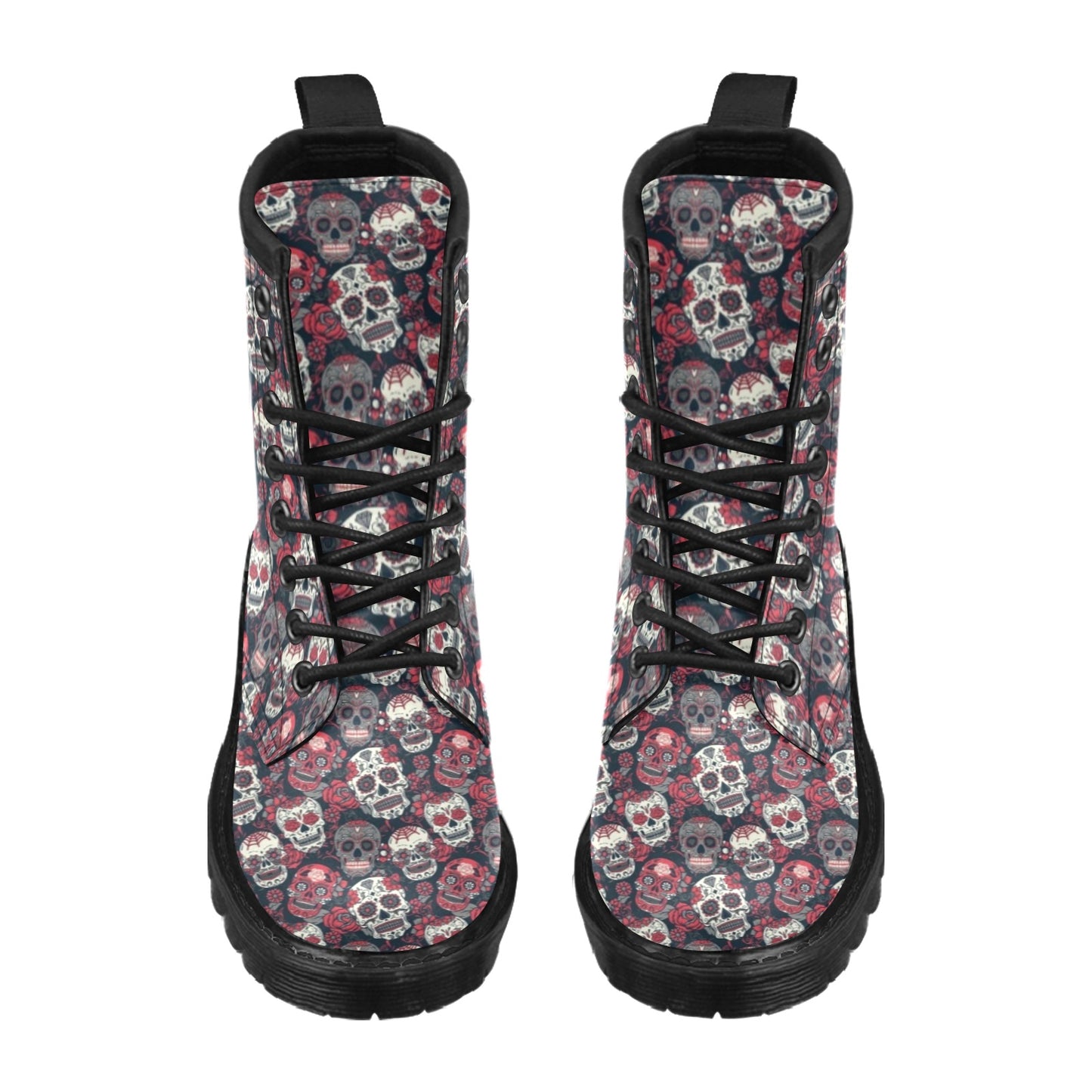 Sugar Skull Print Design LKS303 Women's Boots