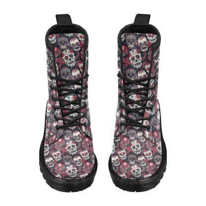 Sugar Skull Print Design LKS303 Women's Boots