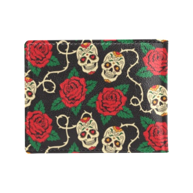 Sugar Skull Red Rose Print Design LKS301 Men's ID Card Wallet