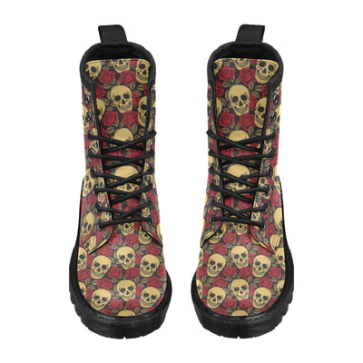Skull And Roses Print Design LKS302 Women's Boots