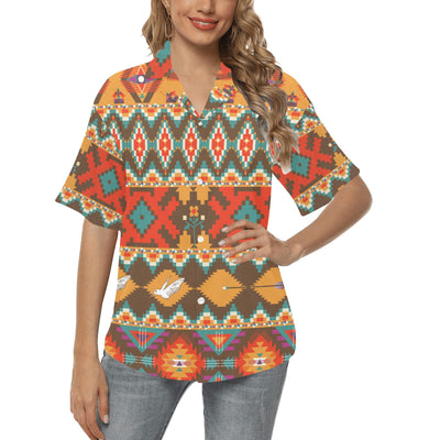 Native Pattern Print Design A01 Women's Hawaiian Shirt