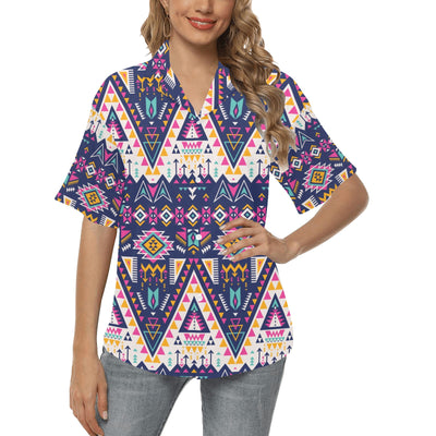 Pink Tribal Aztec native american Women's Hawaiian Shirt