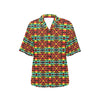 Kente Red Design African Print Women's Hawaiian Shirt