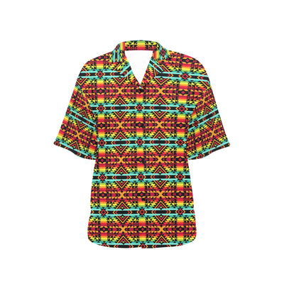 Kente Red Design African Print Women's Hawaiian Shirt