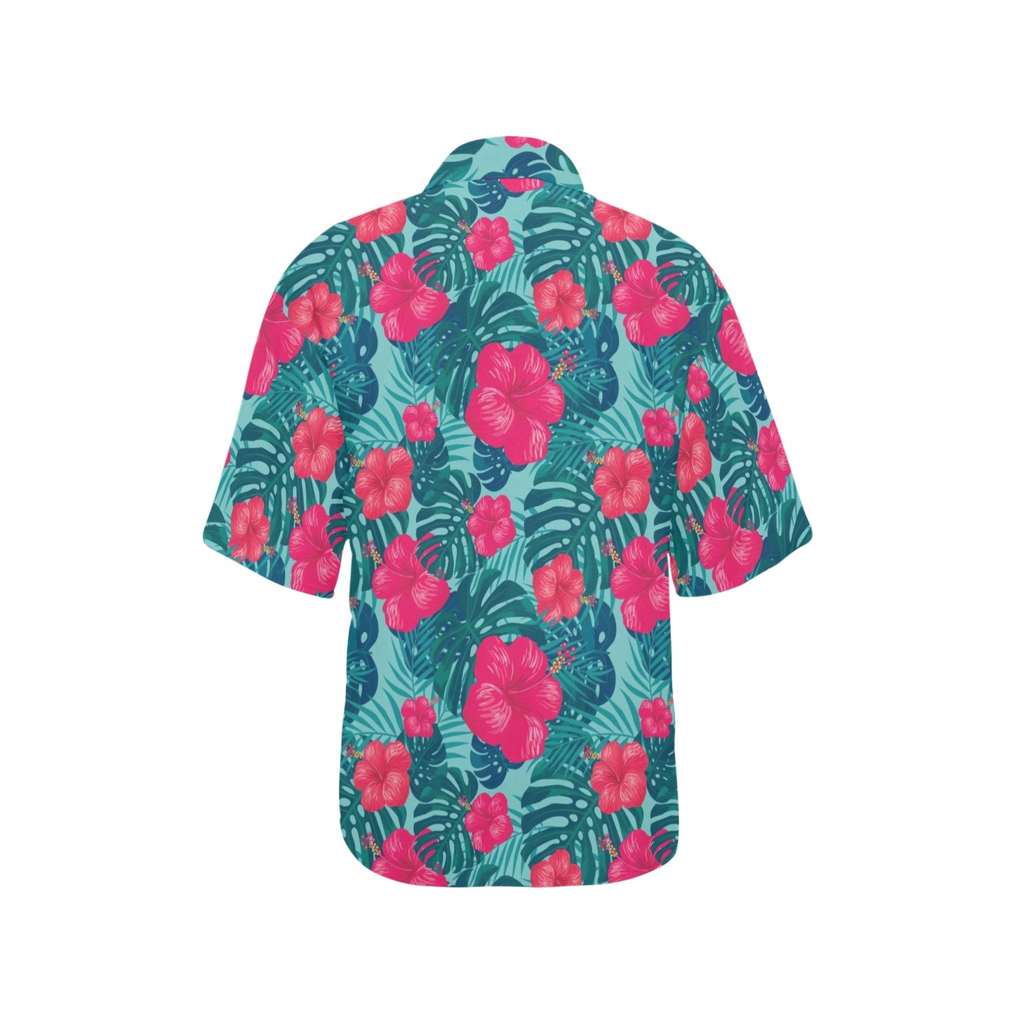 Red Hibiscus Pattern Print Design HB017 Women's Hawaiian Shirt