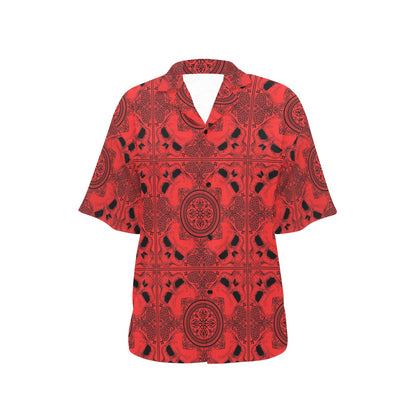 Bandana Red Print Design LKS304 Women's Hawaiian Shirt