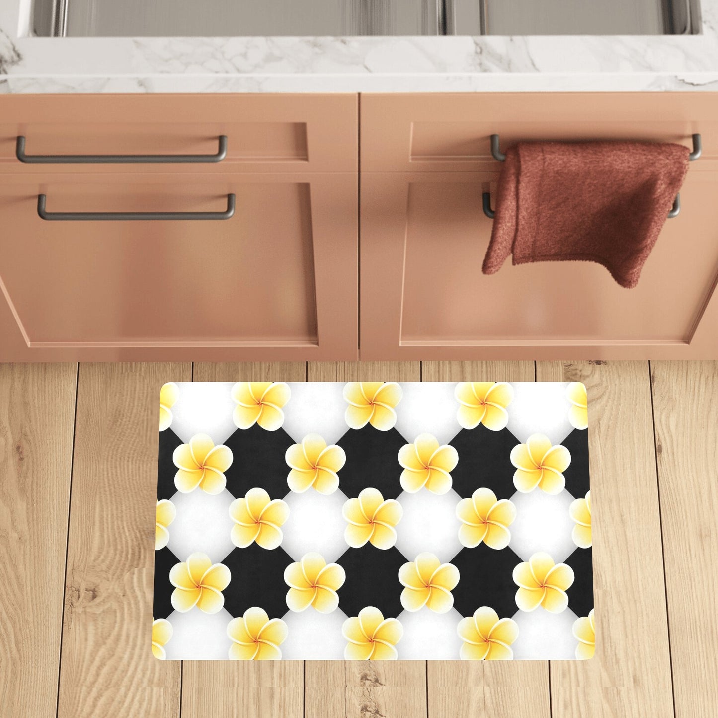 Plumeria Pattern Print Design A04 Kitchen Mat