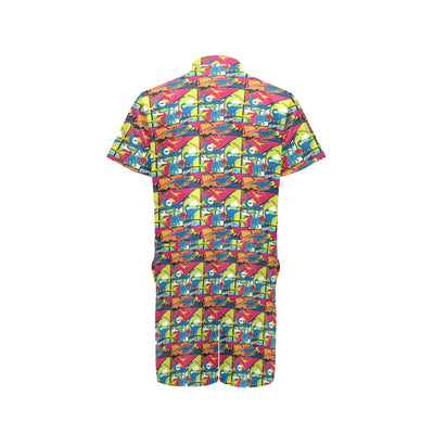 Dinosaur Comic Pop Art Style Men's Romper