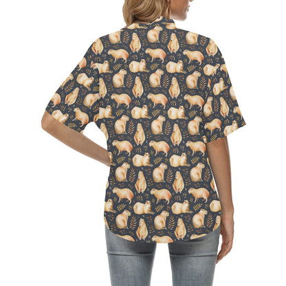 Capybara Pattern Print Design 02 Women's Hawaiian Shirt