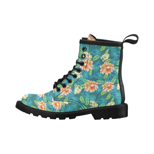 Plumeria Tropical Flower Design Print Women's Boots
