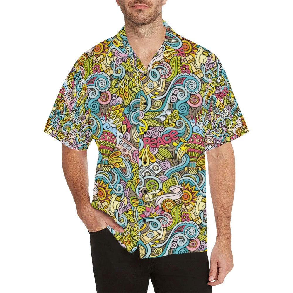 Hippie Print Design LKS301 Men's Hawaiian Shirt