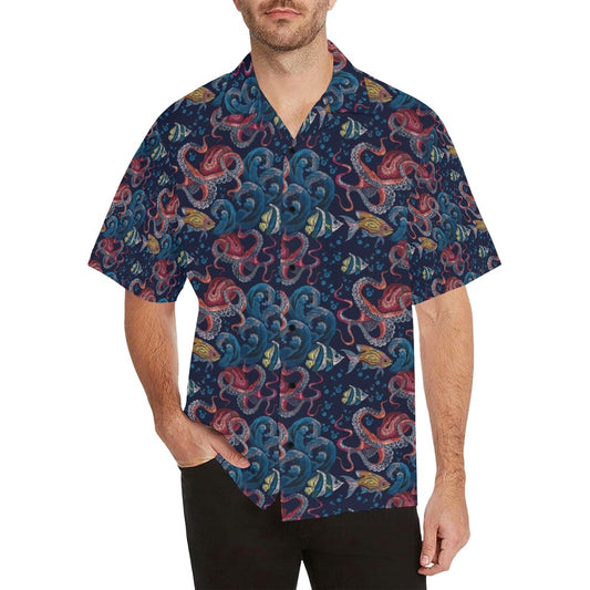 Underwater Giant Squid Print Design LKS302 Men's Hawaiian Shirt