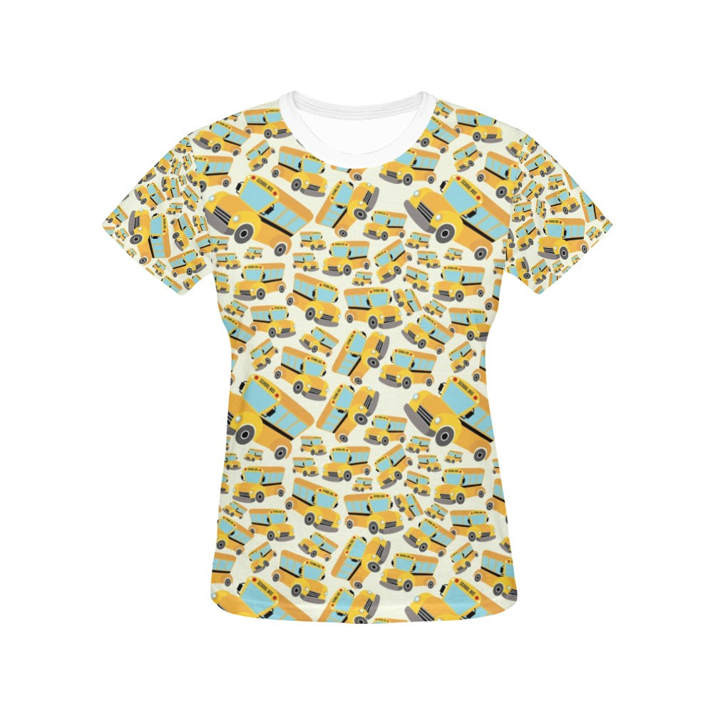 School Bus Print Design LKS301 Women's  T-shirt