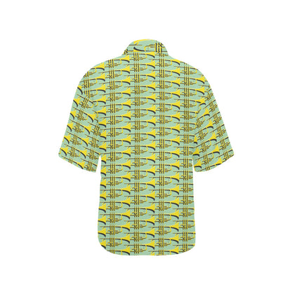 Trumpet Vintage Design Print Women's Hawaiian Shirt