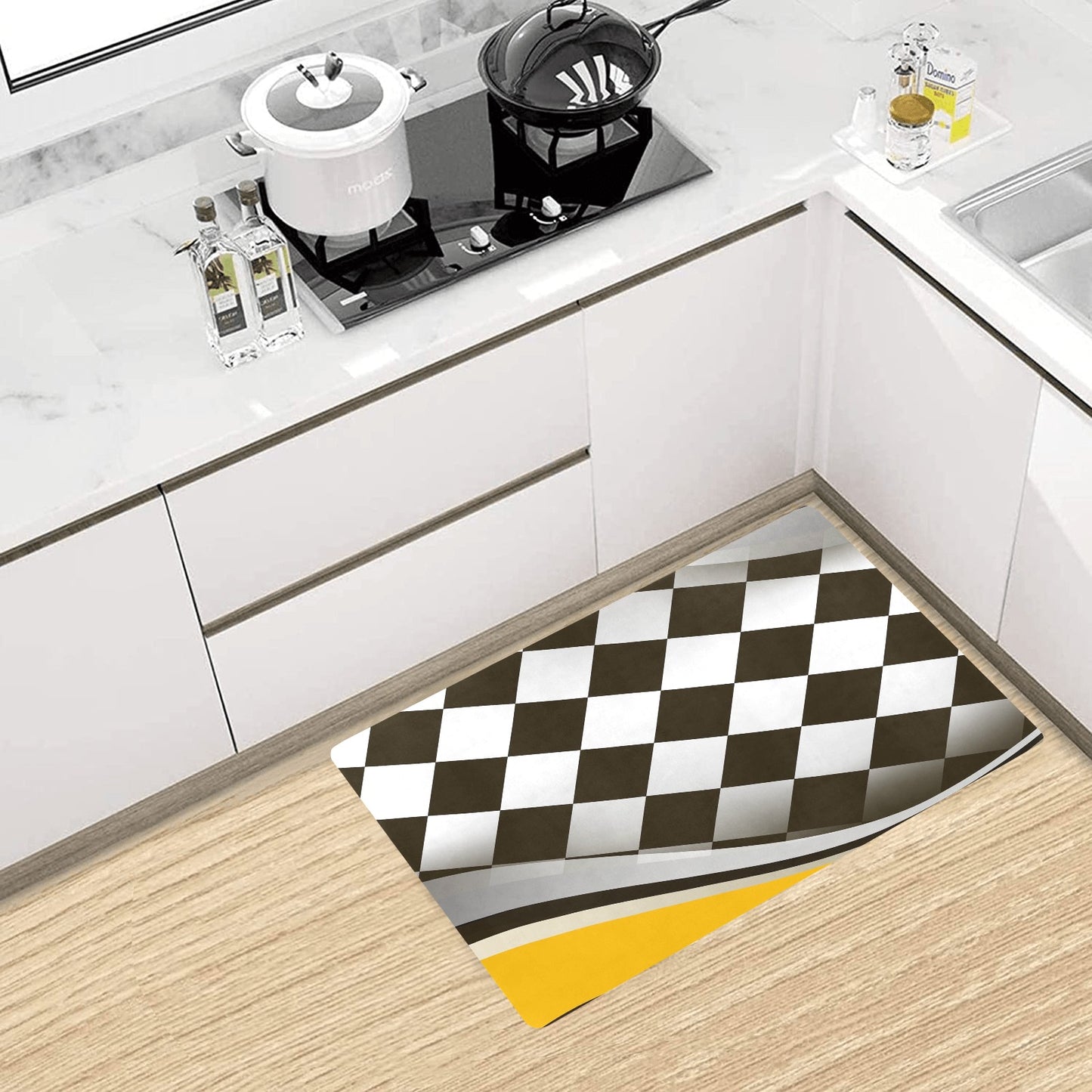 Checkered Flag Racing Style Kitchen Mat