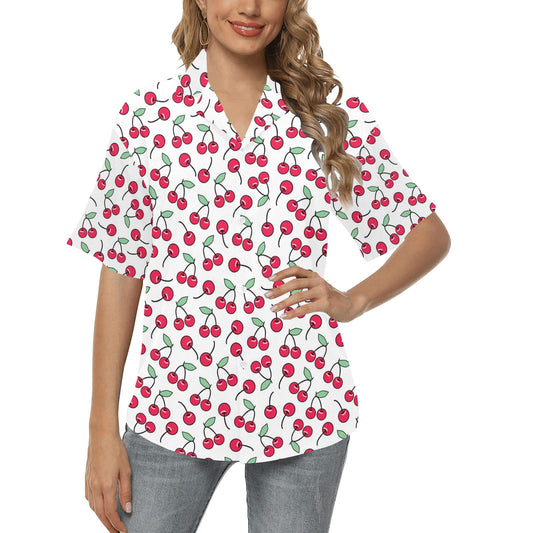 Cherry Pattern Print Design 03 Women's Hawaiian Shirt