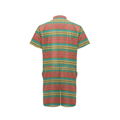 African Colorful Zigzag Print Pattern Men's Romper