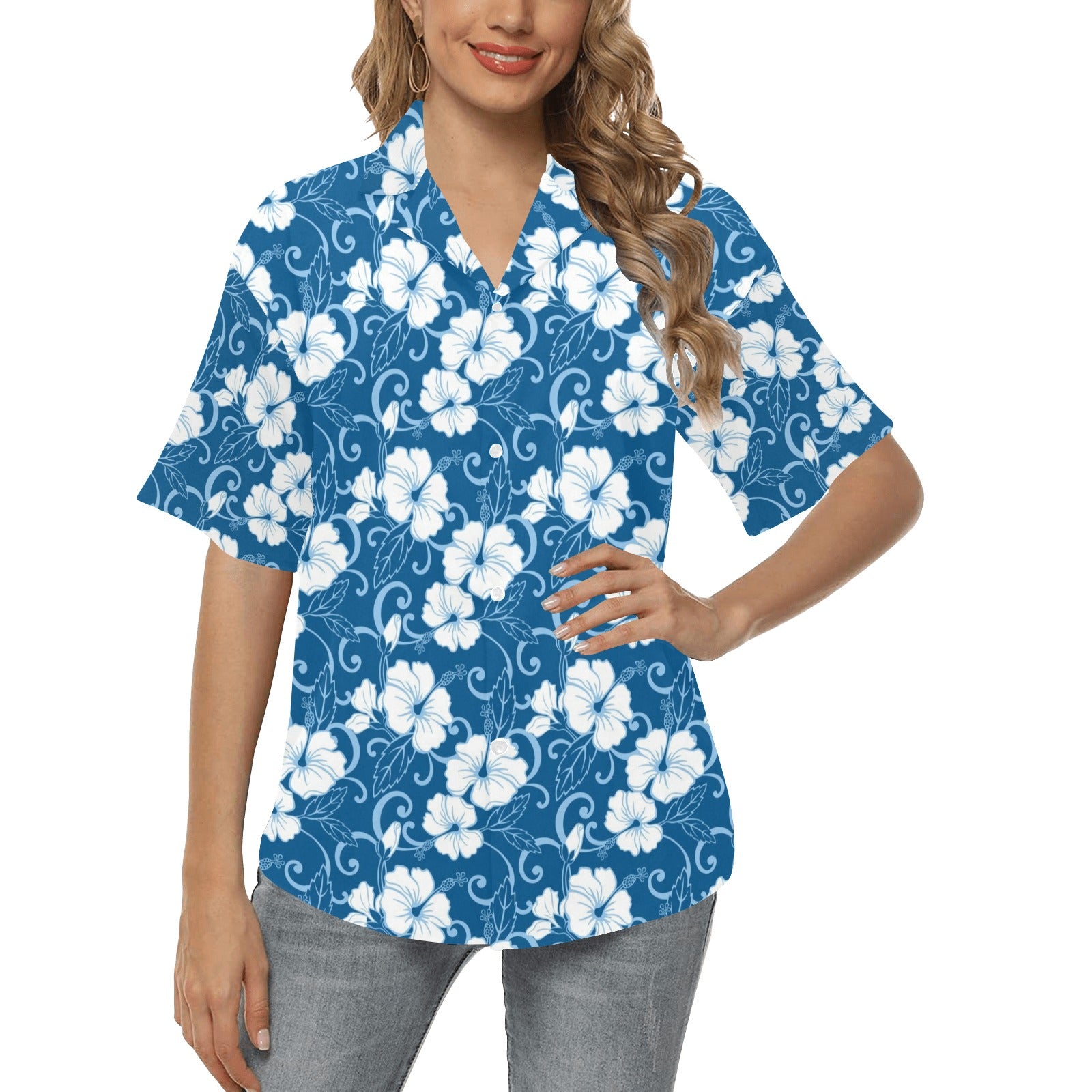 Hibiscus Pattern Print Design HB03 Women's Hawaiian Shirt