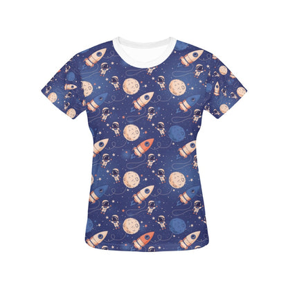 Space Astronaut Rocket Print Design LKS304 Women's  T-shirt