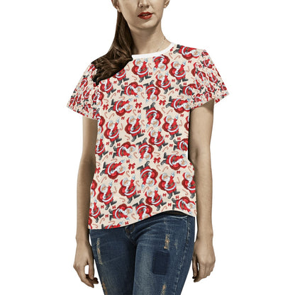 Santa Christmas Themed Print Design LKS302 Women's  T-shirt