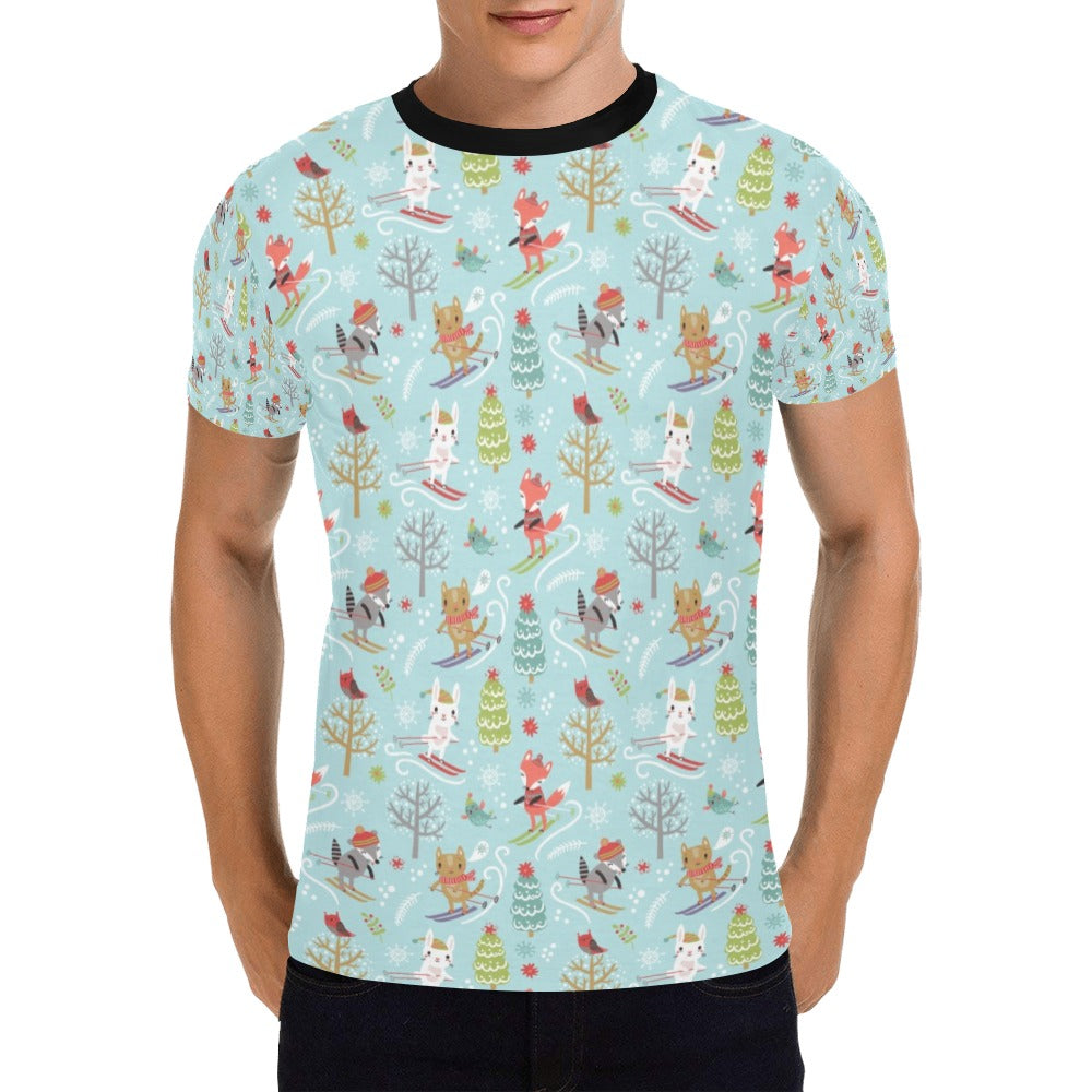 Ski Fox Cute Print Design LKS303 Men's All Over Print T-shirt