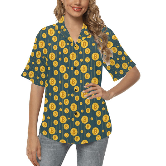 Bitcoin Pattern Print Design 01 Women's Hawaiian Shirt