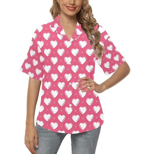Heart Pattern Print Design HE07 Women's Hawaiian Shirt